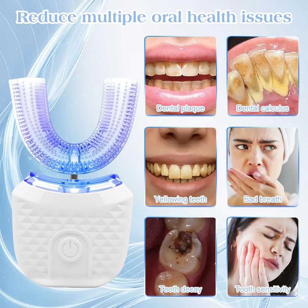 Spazzolino ad Ultrasuoni, U Spazzolino Denti,Spazzolino Per Pulizia Automatica, Dispositivo per l'igiene Orale Completamente Automatico e Impermeabile