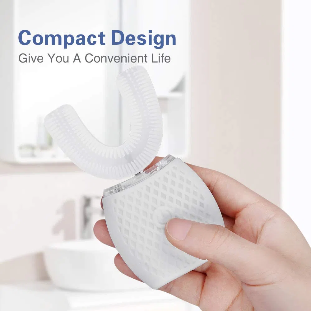 Spazzolino ad Ultrasuoni, Spazzolino Automatico, Elettrico Spazzolino per Sbiancamento dei Denti con Timer e Ricarica Wireless Spazzolino Elettrico a 360° per Adulti (Bianco)