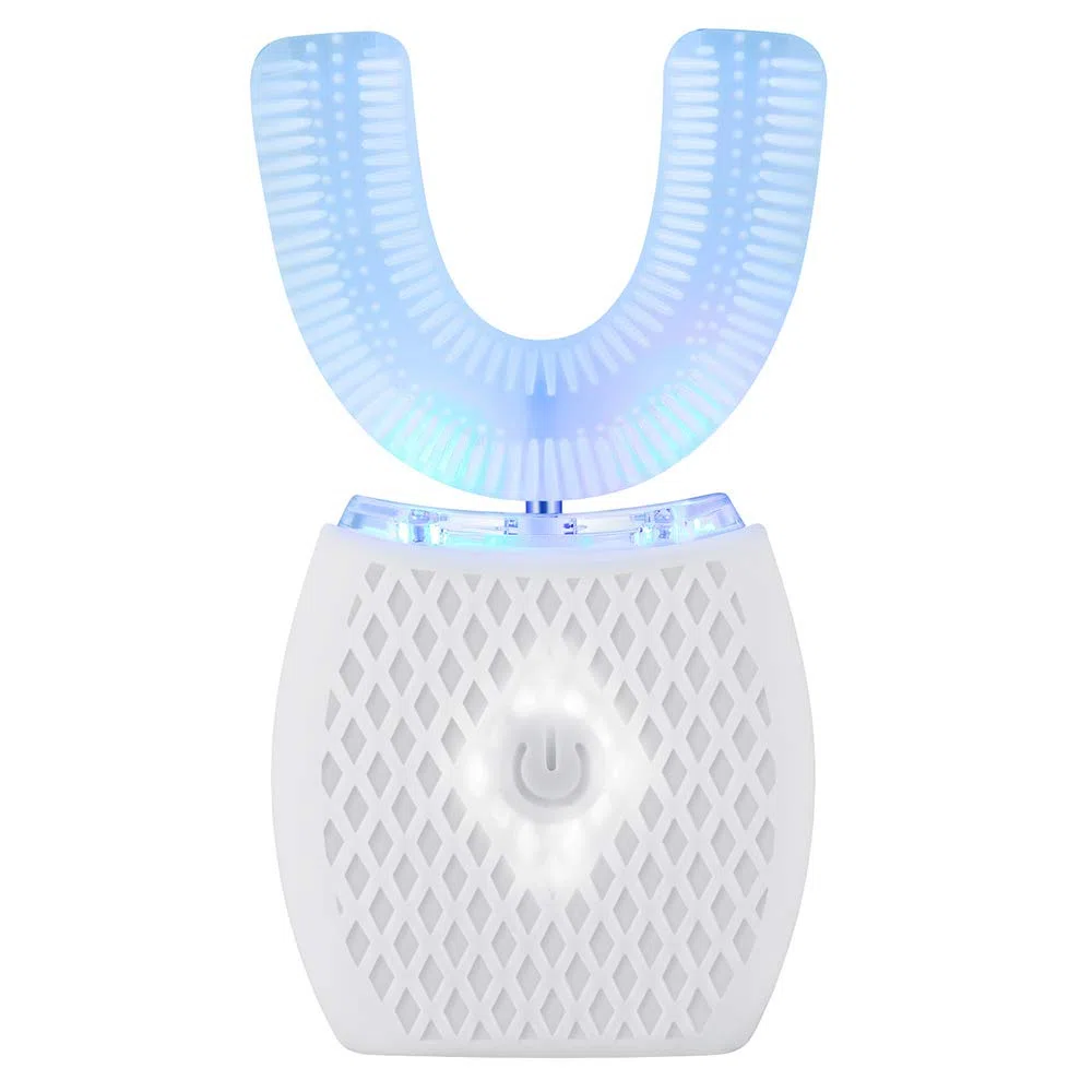 Spazzolino ad Ultrasuoni, Spazzolino Automatico, Elettrico Spazzolino per Sbiancamento dei Denti con Timer e Ricarica Wireless Spazzolino Elettrico a 360° per Adulti (White, M)