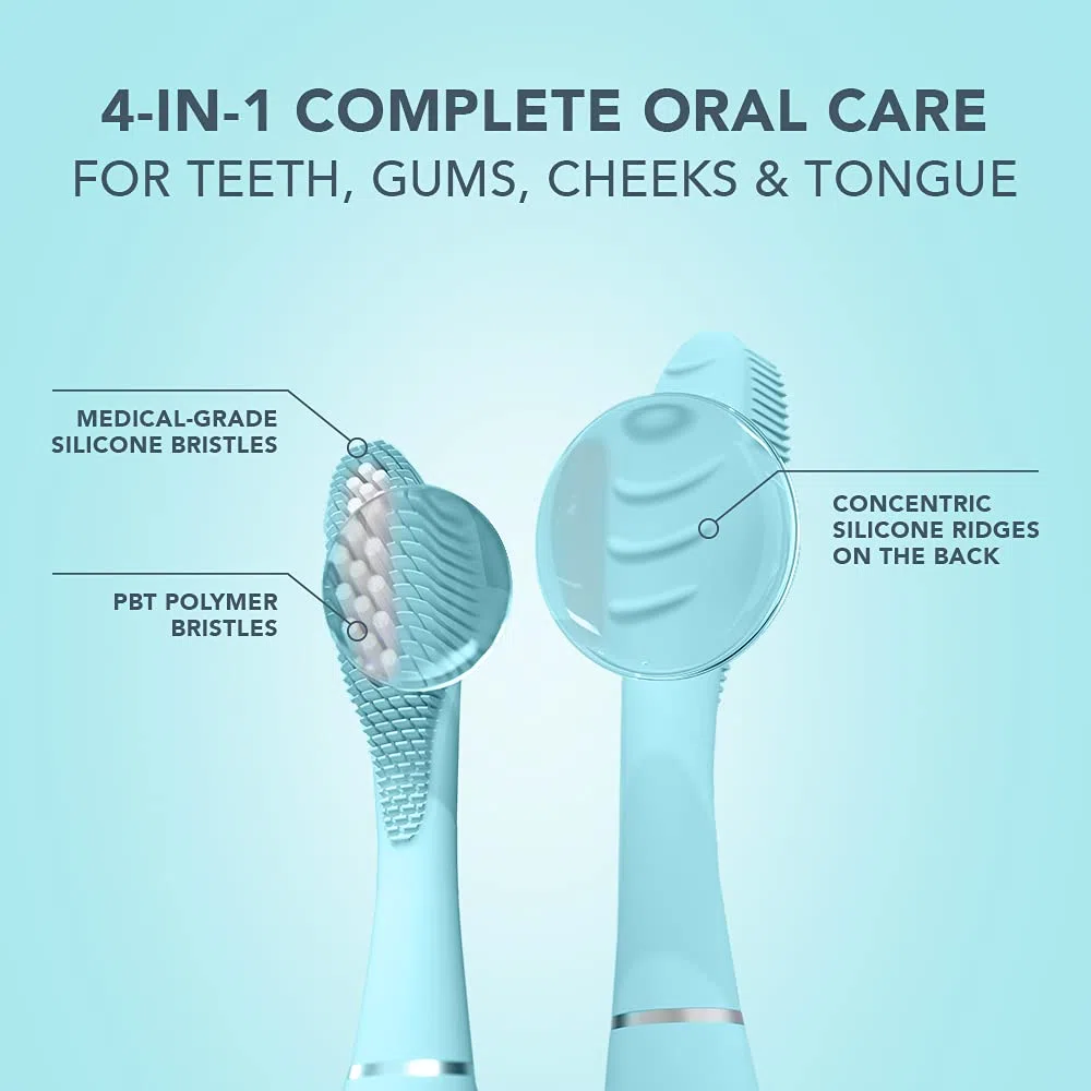 FOREO ISSA 3: Spazzolino elettrico sonico 4 in 1 per denti, gengive, guance e lingua. Sbiancante denti, pulizia efficace. Spazzolino da viaggio impermeabile. Garanzia 2 anni.