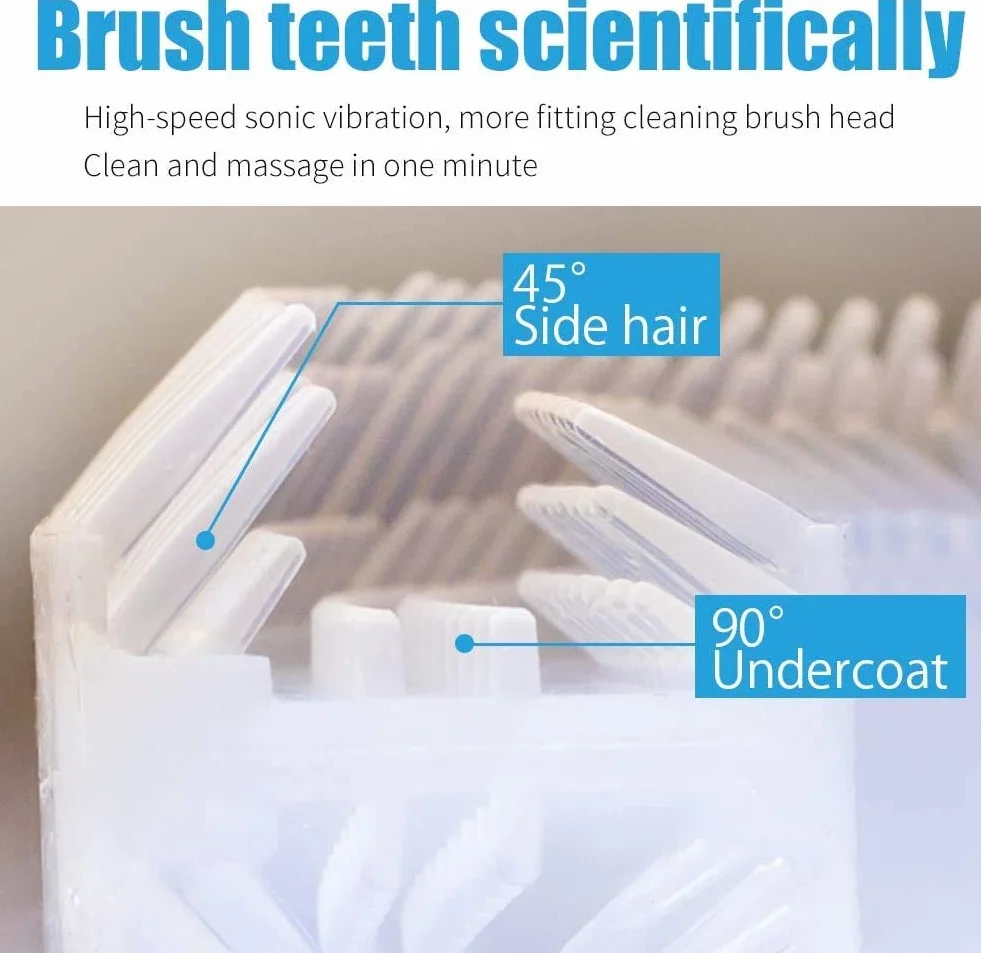 Spazzolino ad Ultrasuoni, Spazzolino Automatico, Elettrico Spazzolino per Sbiancamento dei Denti con Timer e Ricarica Wireless Spazzolino Elettrico a 360° per Adulti (White, M)