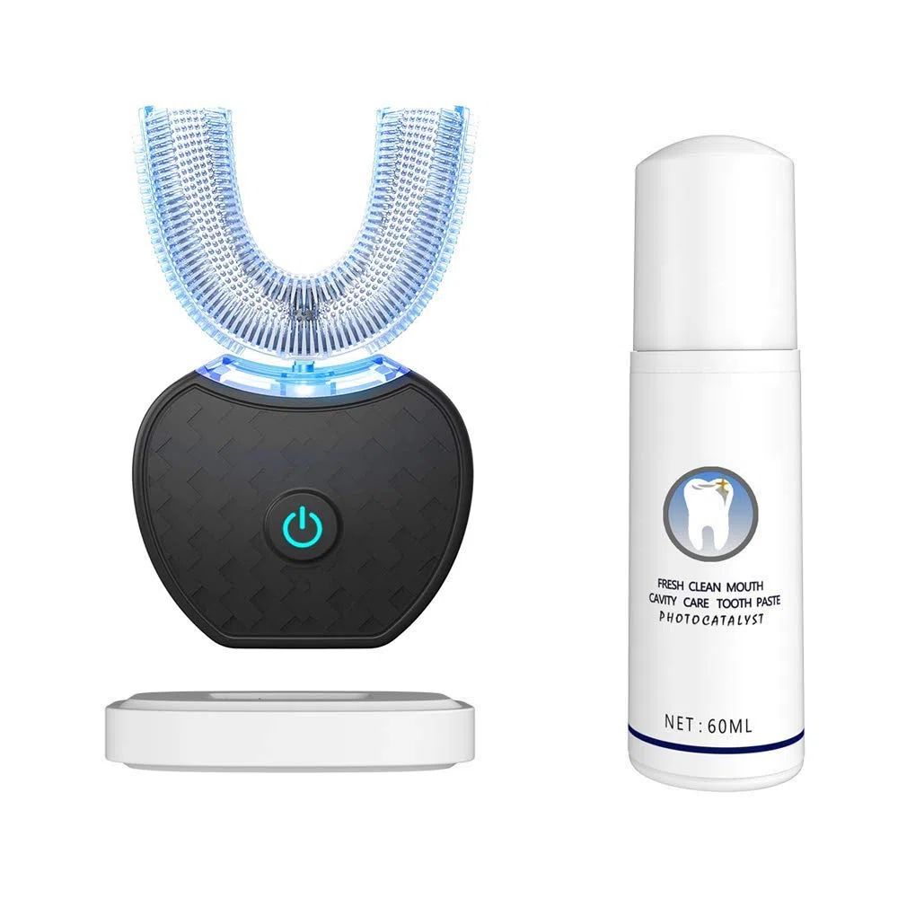 Spazzolino da denti automatico Ultrasuoni 360 Gradi Spazzolino elettrico Ultrasuoni, Sbiancamento dei denti con timer automatico, Spazzolino da denti a batteria lavabile