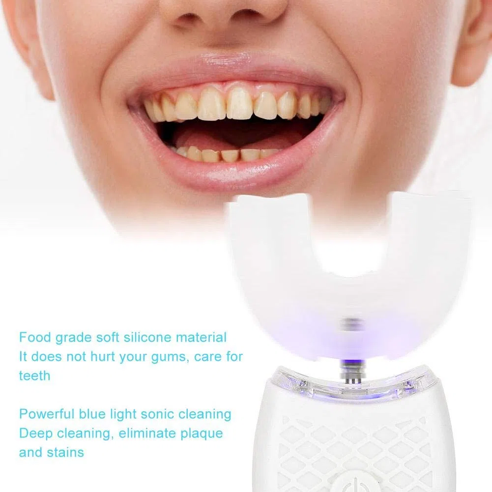 Spazzolino Da Denti Spazzolino Da Denti Sonico Strumento Per L'Igiene Orale Dello Spazzolino Per La Pulizia Automatica Con Testina For A In Silicone Per Uso Alimentare (Bianco)