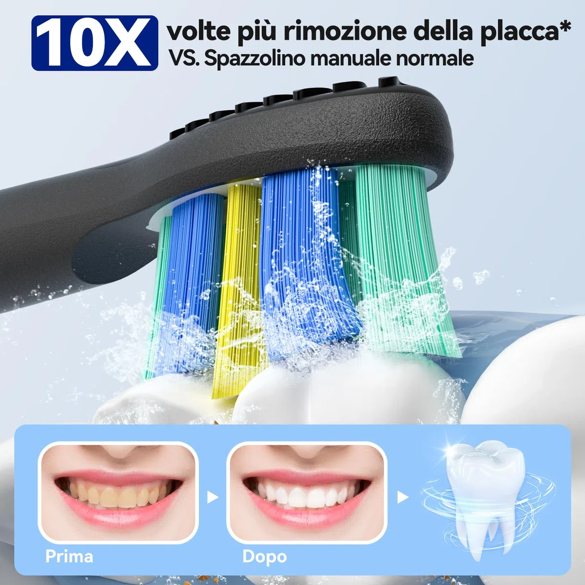 Seago spazzolino elettrico spazzolino da viaggio spazzolino portatile con 10 testine e custodia elettrico spazzolino denti morbido con porta Timer intelligente SG-2316 (Nero)
