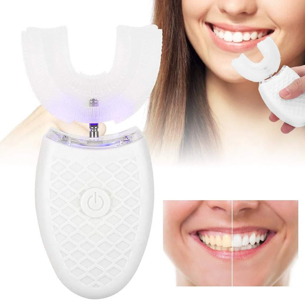 Spazzolino Da Denti Spazzolino Da Denti Sonico Strumento Per L'Igiene Orale Dello Spazzolino Per La Pulizia Automatica Con Testina For A In Silicone Per Uso Alimentare (Bianco)