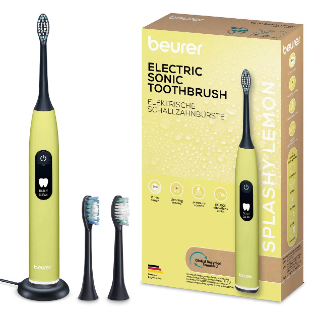 Beurer SC 50 splashy lemon 10517 Spazzolino da denti elettrico Limone, Nero