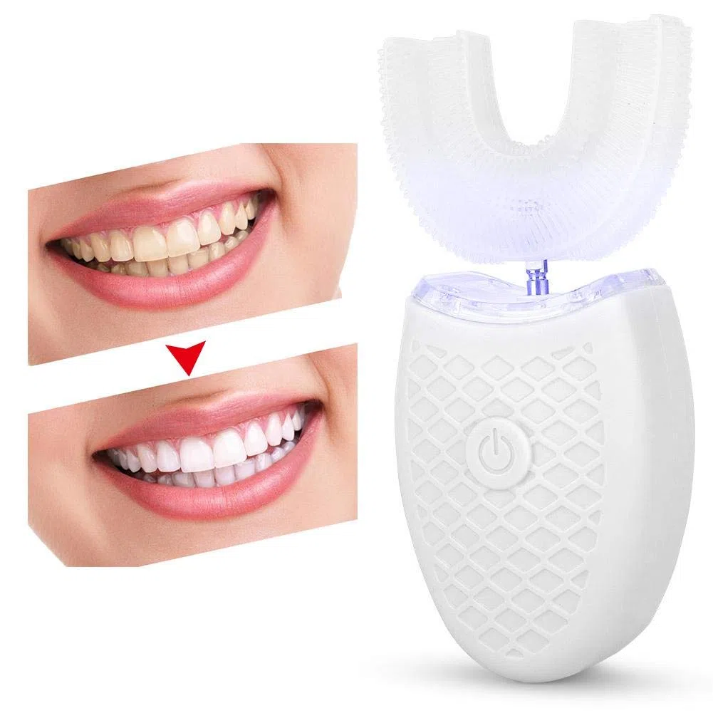 Spazzolino Da Denti Spazzolino Da Denti Sonico Strumento Per L'Igiene Orale Dello Spazzolino Per La Pulizia Automatica Con Testina For A In Silicone Per Uso Alimentare (Bianco)