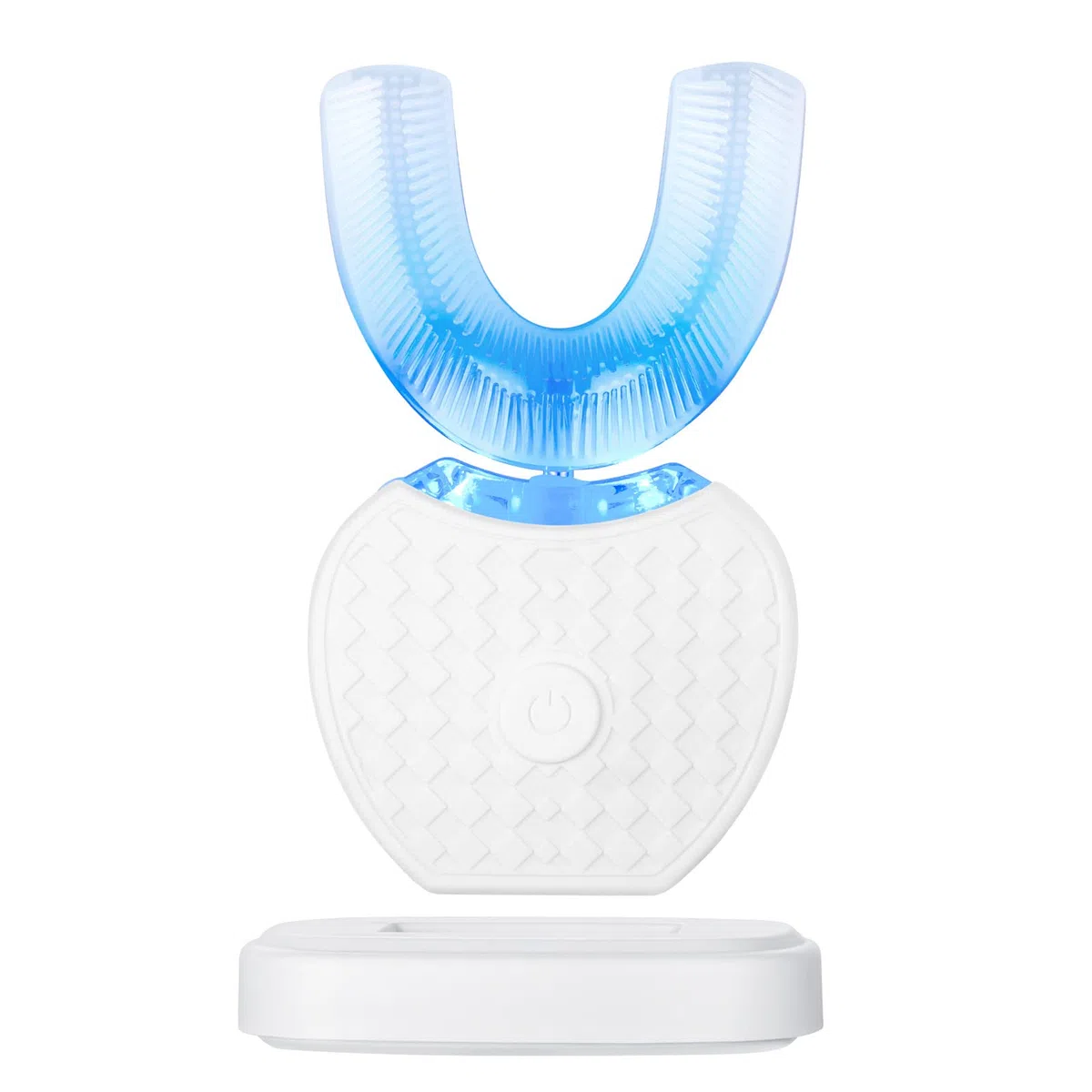 Spazzolino da denti automatico ad ultrasuoni, spazzolino elettrico a 360°, completamente automatico, impermeabile, IPX7 AI, funzione di memoria automatica, Blu-ray, sbiancamento senza fili (bianco)
