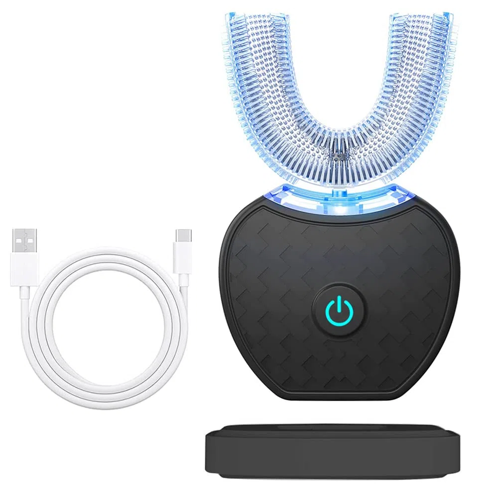 Spazzolino Sonico Automatico ad Ultrasuoni 360° con Timer e Ricarica Wireless per Sbiancamento dei Denti - Elettrico per Adulti