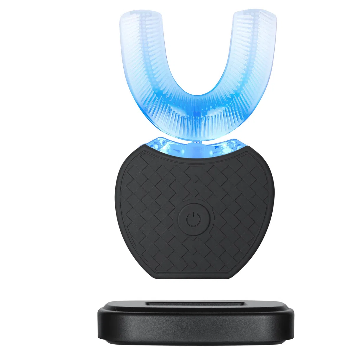 Spazzolino elettrico ad ultrasuoni, spazzolino elettrico a 360 °, completamente automatico ad ultrasuoni, impermeabile, IPX7 AI, funzione di memoria automatica Blu-ray, sbiancamento senza fili (nero)