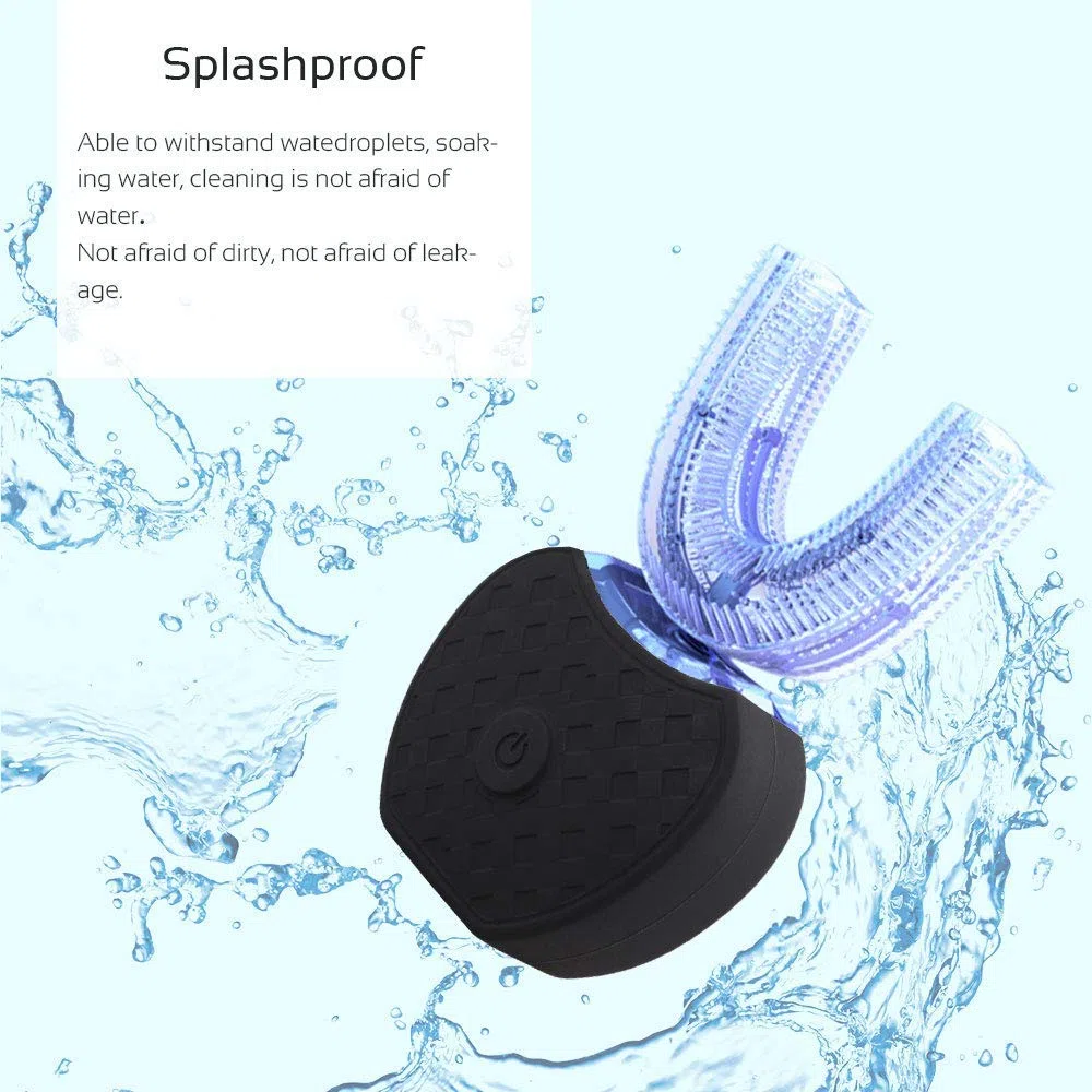Spazzolino da denti automatico ad ultrasuoni per adulti 360 ° spazzolino elettrico 45 '' timer automatico ricarica wireless lavabile viaggio casa doppio uso (nero, 1)