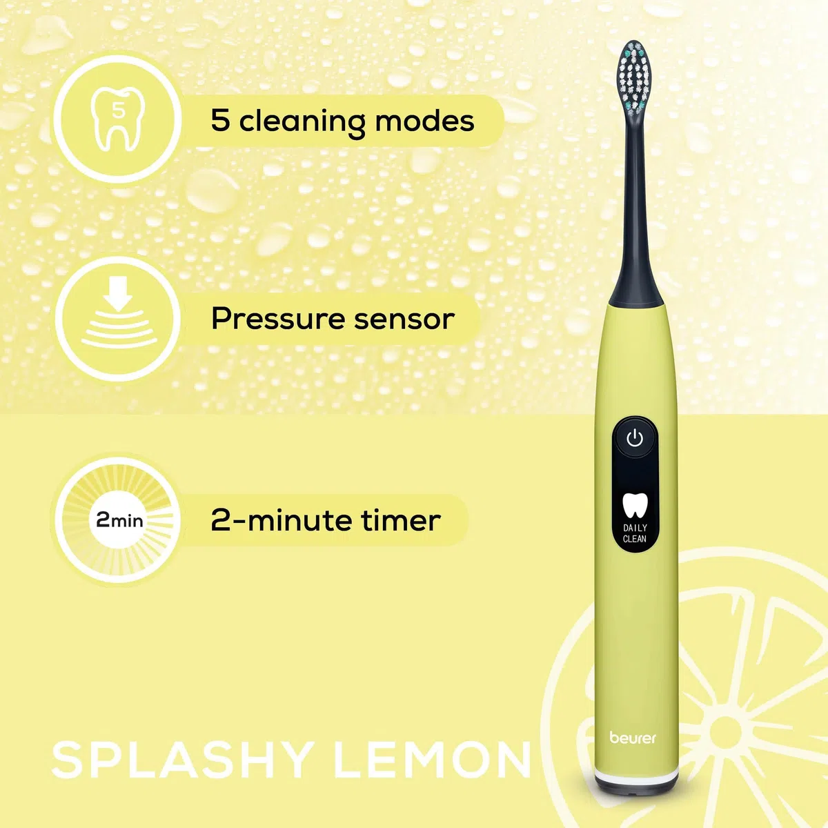 Beurer SC 50 splashy lemon 10517 Spazzolino da denti elettrico Limone, Nero