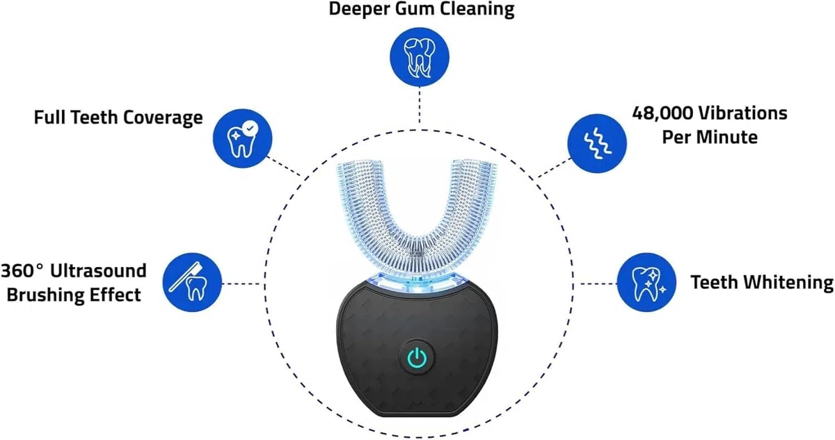 Sonic Brush V5 Toothbrush, Spazzolino Elettrico a 360° Con Pulizia Automatica, Spazzolino Elettrico Wireless a Ultrasuoni for Bambini E Adulti, Testina in Silicone Alimentare(Pink)