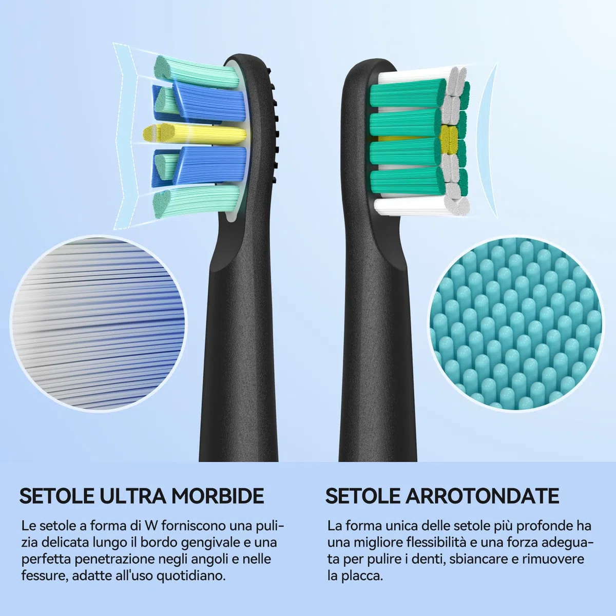 Seago spazzolino elettrico spazzolino da viaggio spazzolino portatile con 10 testine e custodia elettrico spazzolino denti morbido con porta Timer intelligente SG-2316 (Nero)