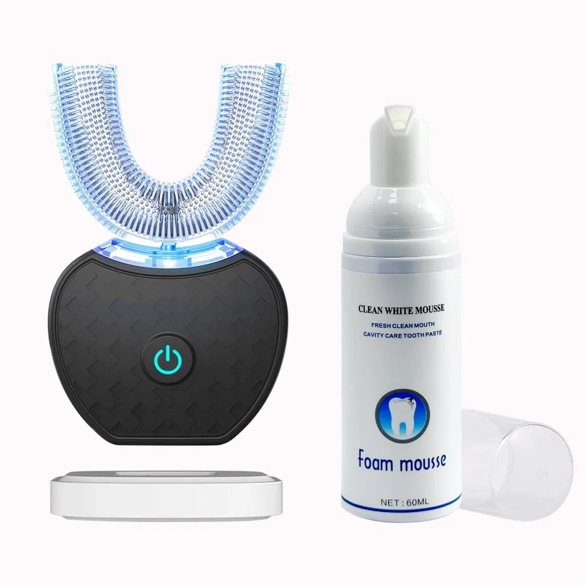 Spazzolino da denti automatico ad ultrasuoni per adulti 360 ° spazzolino elettrico 45 '' timer automatico ricarica wireless lavabile viaggio casa doppio uso (nero, 1)