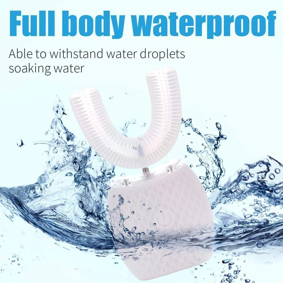 Spazzolino ad Ultrasuoni, Spazzolino Automatico, Elettrico Spazzolino per Sbiancamento dei Denti con Timer e Ricarica Wireless Spazzolino Elettrico a 360° per Adulti (White, M)