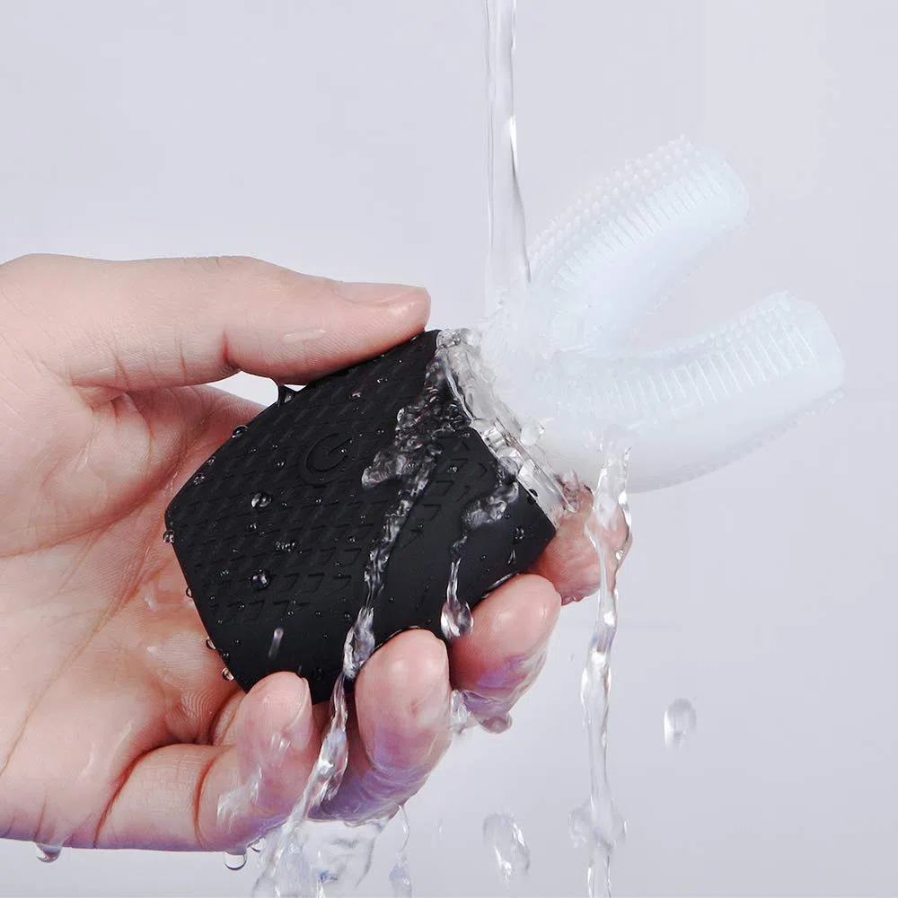 Spazzolino ad Ultrasuoni, Elettrico con Timer e Ricarica Wireless, Nero, 1